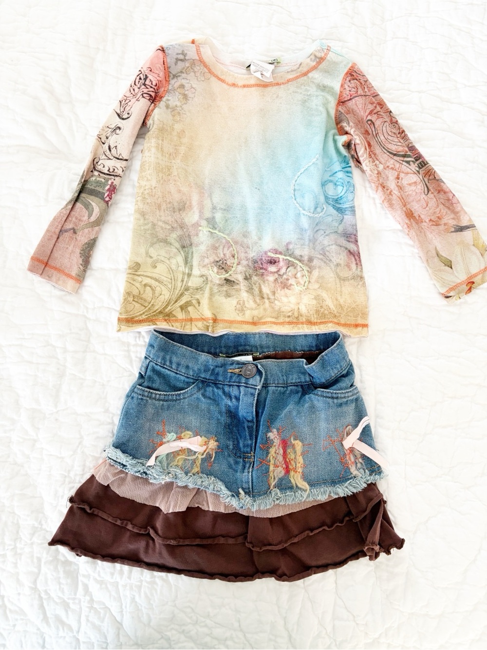 Little Mass 2T Girls matching Set Jean skirt and long sleeve top boutique